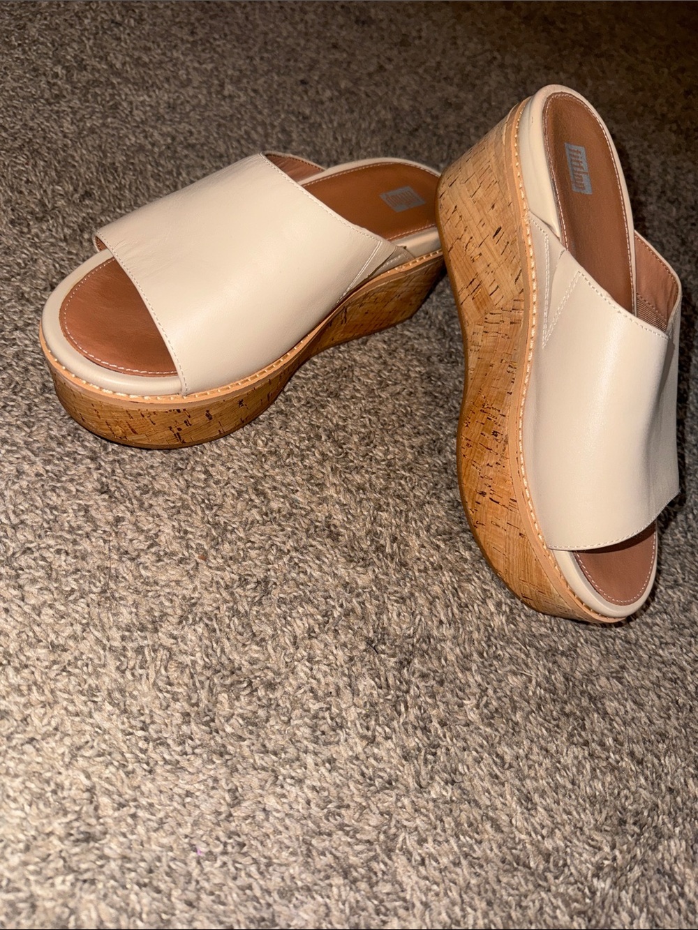Fitflop Cream Slide Wedge Mules